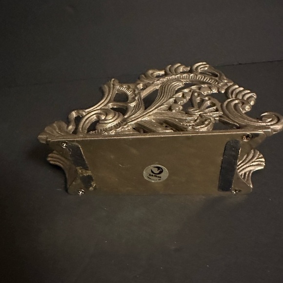 Vintage Teleflora Ornate Solid Brass Napkin Holder Antique Letter Mail Rack - Picture 3 of 5